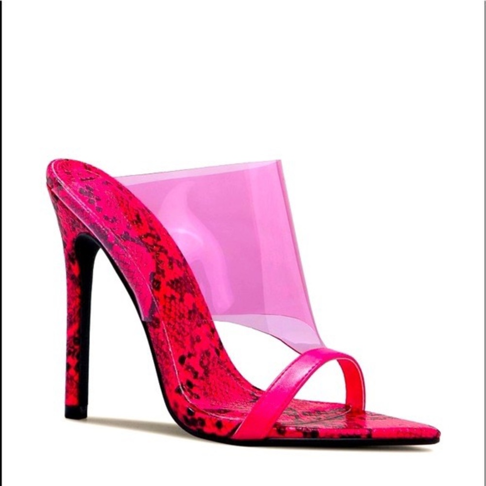 Shoe Dazzle Cerelia Heels Pink Snakeskin.  Never worn.